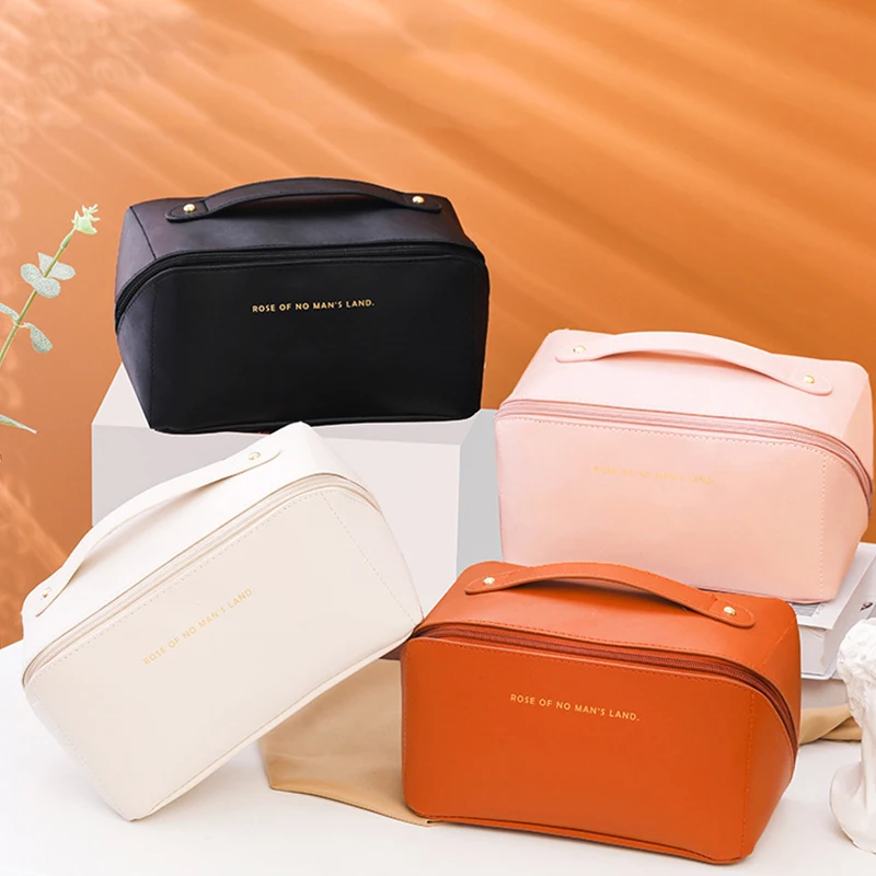 Custom Logo Portable Waterproof Travel  Pu Cosmetic Bag Storage PU Leather Makeup Bag Cosmetic Bag for Women