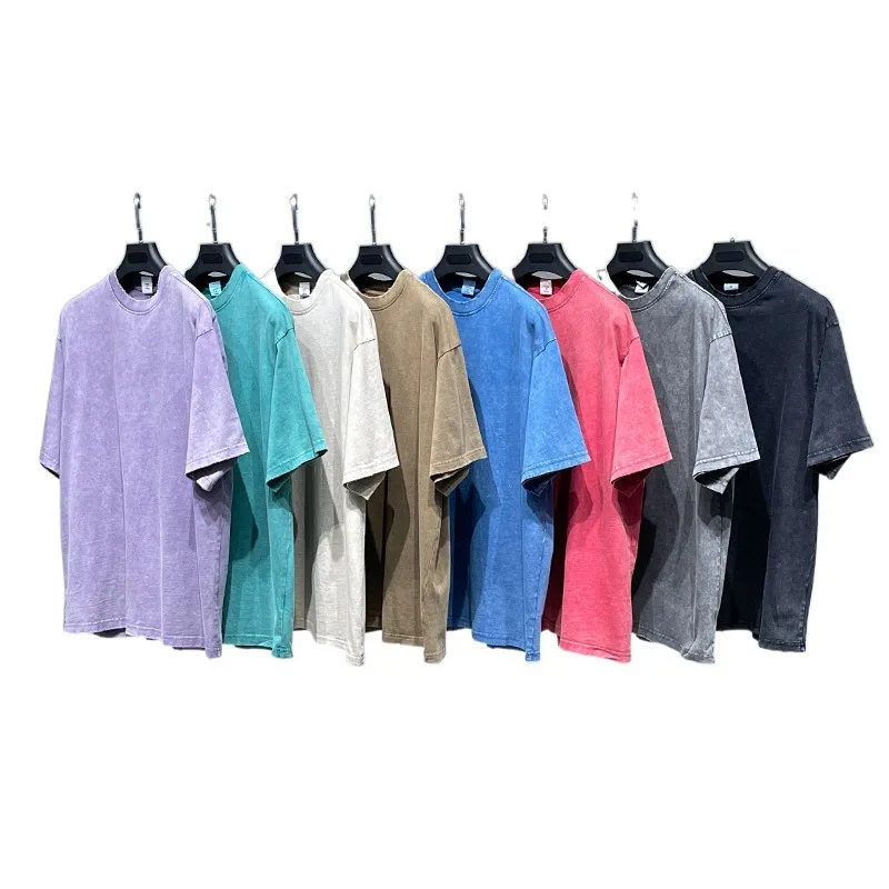 Wholesale Mens Washed Vintage T-shirt Blank Cotton Acid Wash Tshirt Personalized Custom Oversized Vintage T Shirt