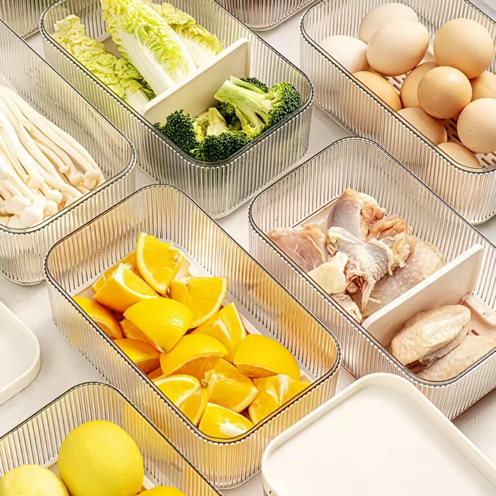 Multipurpose Reusable Fruit Spice Food Container Boxes Refrigerator Storage Container with Drain Basket