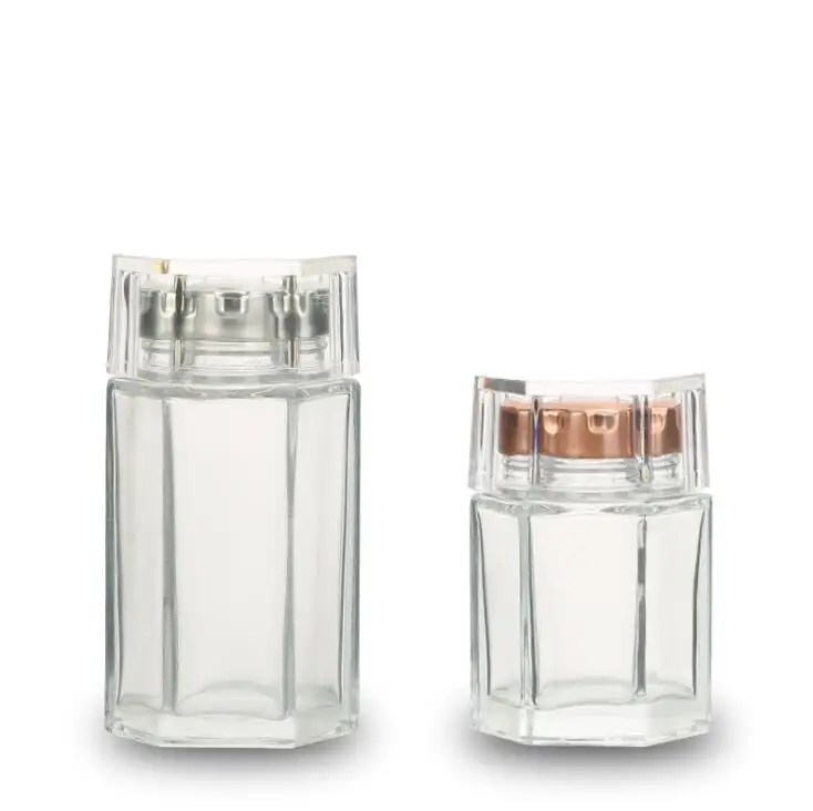 Hexagonl Transparent House Storage Empty Nut Suger Canned Glass Jam jar Honey Jar