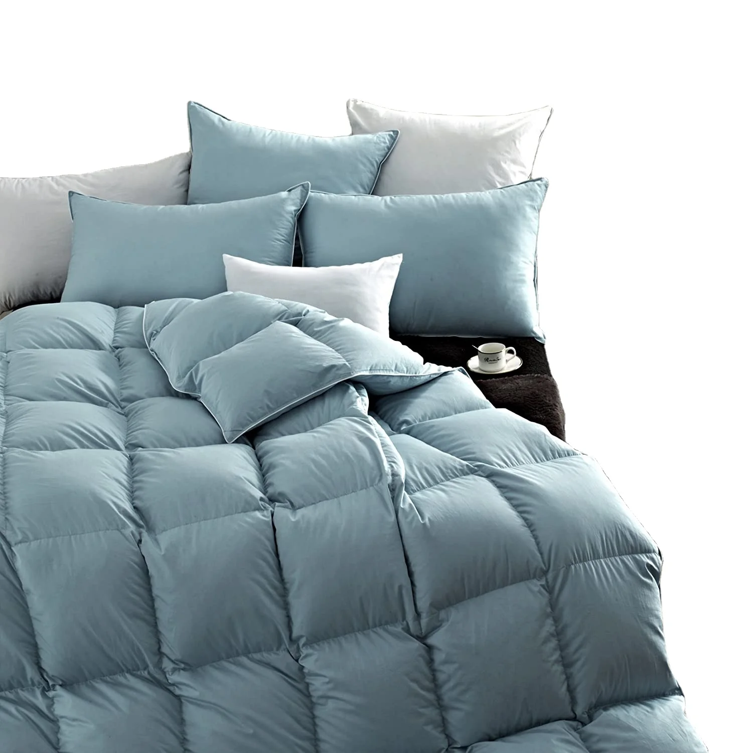 Luxurious CAL King Size Light Weight Goose Down Comforter,100% Cotton Cover Down Proof,Blue