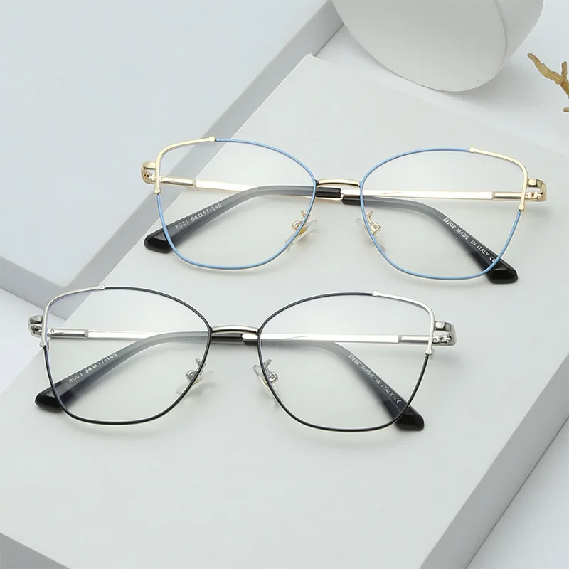 Cat Eye Vintage Photocromic 2 in 1 Besi Frame Kacamata Computer Photochromic Anti Radiasi Optical Glasses Frames