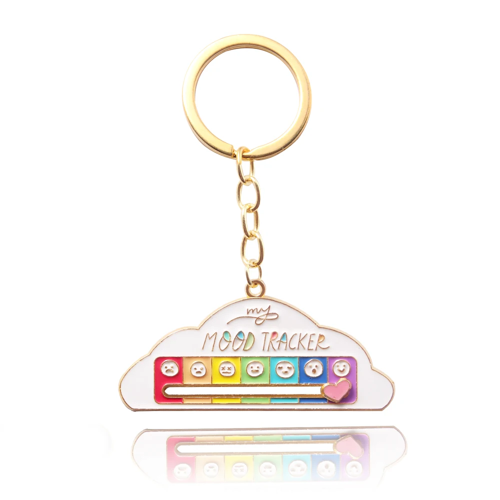 Cute Cartoon My Emotion Manager Cloud Keychains Emotion Zinc Alloy Metal Social Battery Keychain Charms