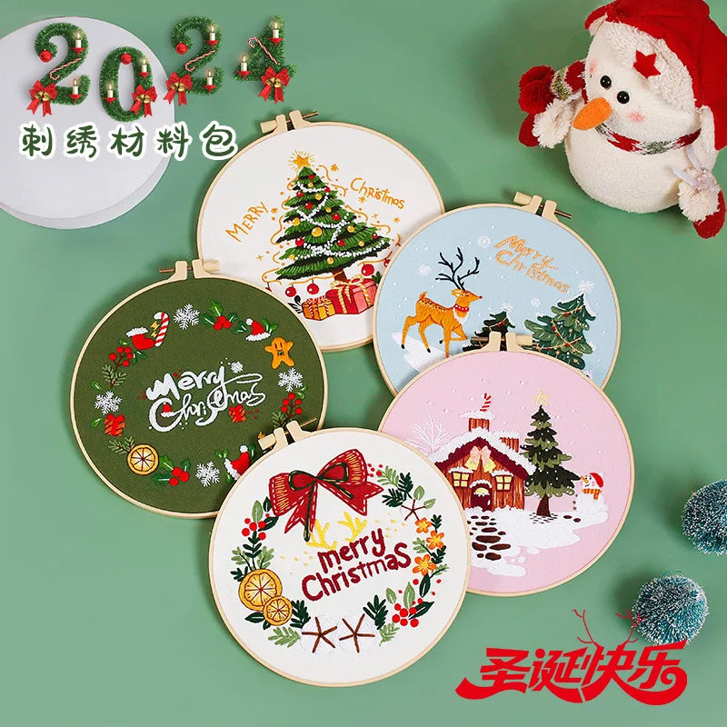 Wholesale Cheap Christmas Embroidery kit with Patterns and Instructions Cross Stitch Kits for Adults Beginners