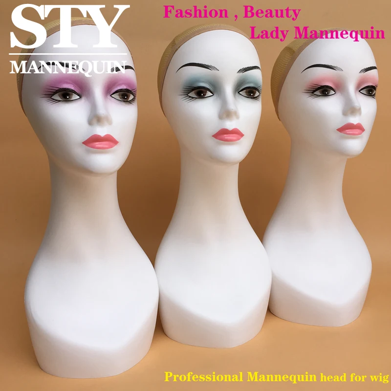 Wholesale mannequin head and stand realistic smiling head shoulder female women model african mannequin head