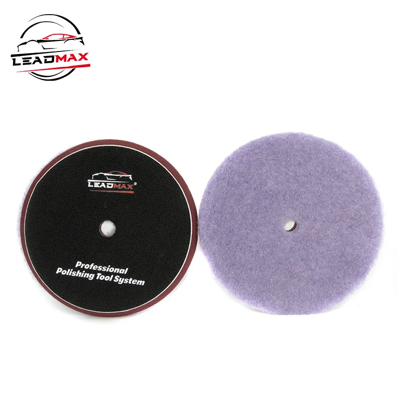 100% White Pure Wool 5-inch Buffing Pad High Quality Wool Buffing Pads Medium Cutting Customizable OEM Car Care Polishing Pads