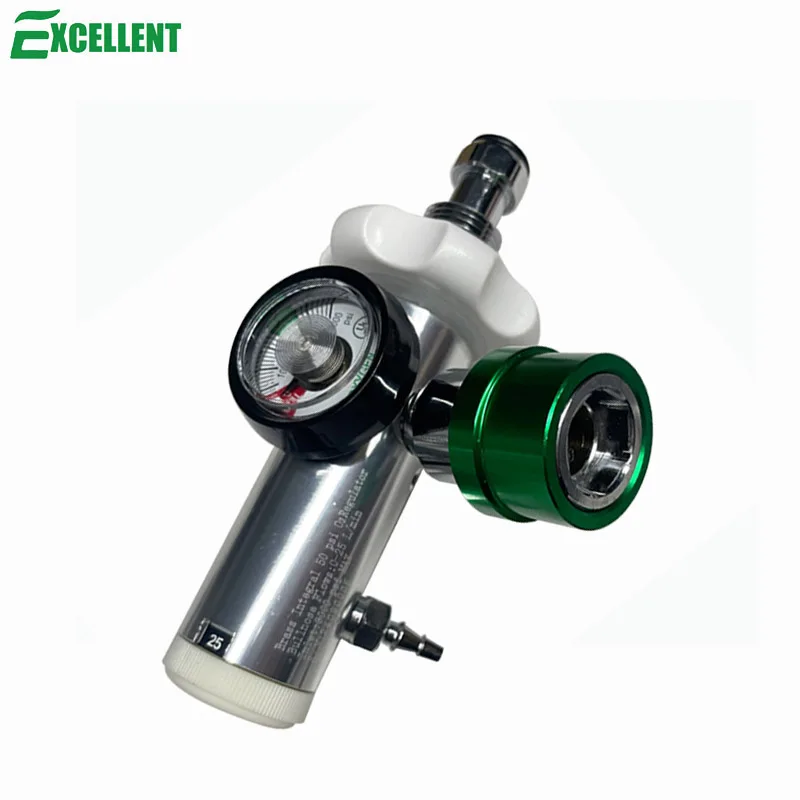 Medical EMS oxygen regulator oxygen cylinder pressure reducing valve with Heyer fitting, Bullnose style, 0-25LPM