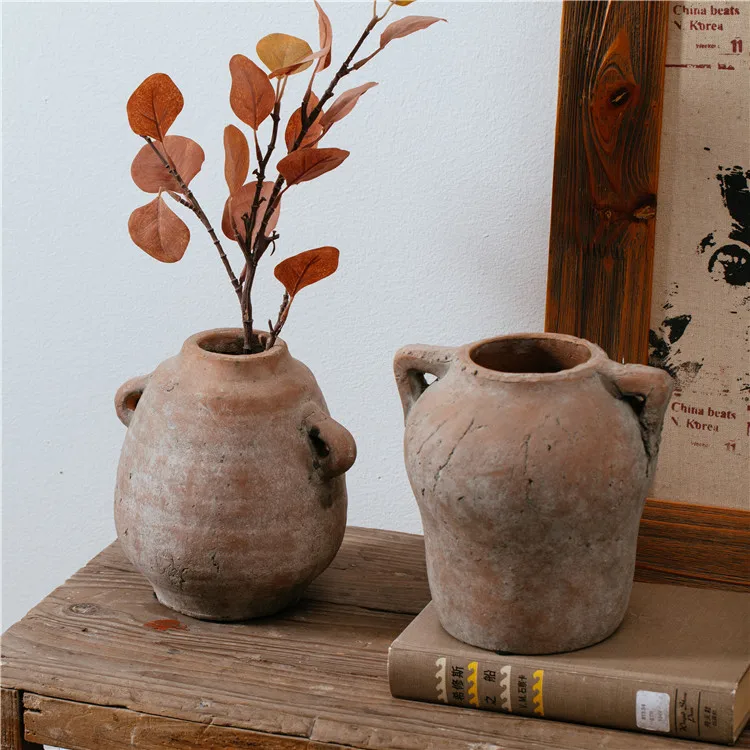 Недорогие матовые грубые декоративные столешницы в стиле ретро для дома и сада терракотовые круглые вазы цветы деревенские декора