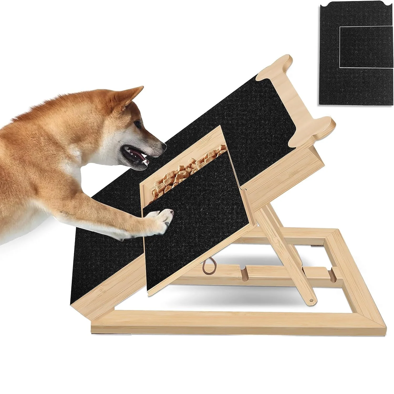 Custom Adjustable Bamboo Wooden Dog Scratch Pad with Hidden Treat Drawer