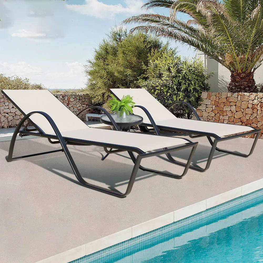 Pe Rattan With Aluminum Frame Outdoor Metal Rattan Chair Lounge Chairs Swimming Pool Sun Lounger