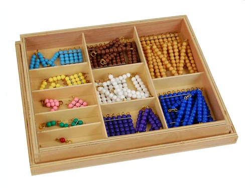 Yunhe leaderjoy beechwood montessori math games educational toys for kids short bead chain with box
