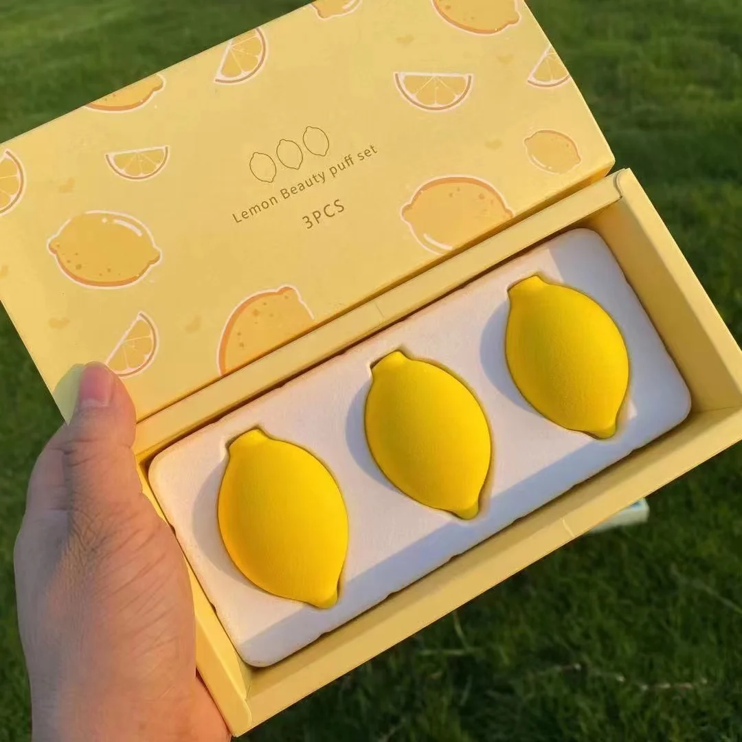 Hotsale wholesale Fruit Blender Sponge 3 in 1 Set Beauty Makeup Cushion Powder Blender Sponge Esponja de la mezcladora