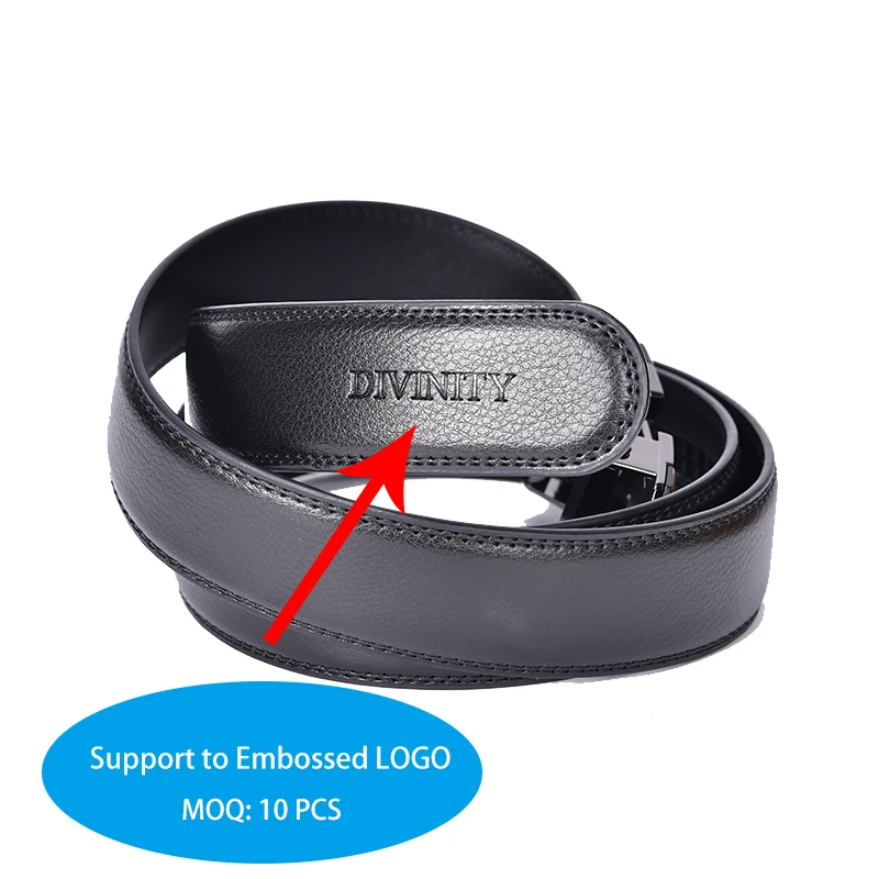 3.5CM Width Custom Embossed LOGO Casual Classy Dress Full Grain Leather Belt for Men