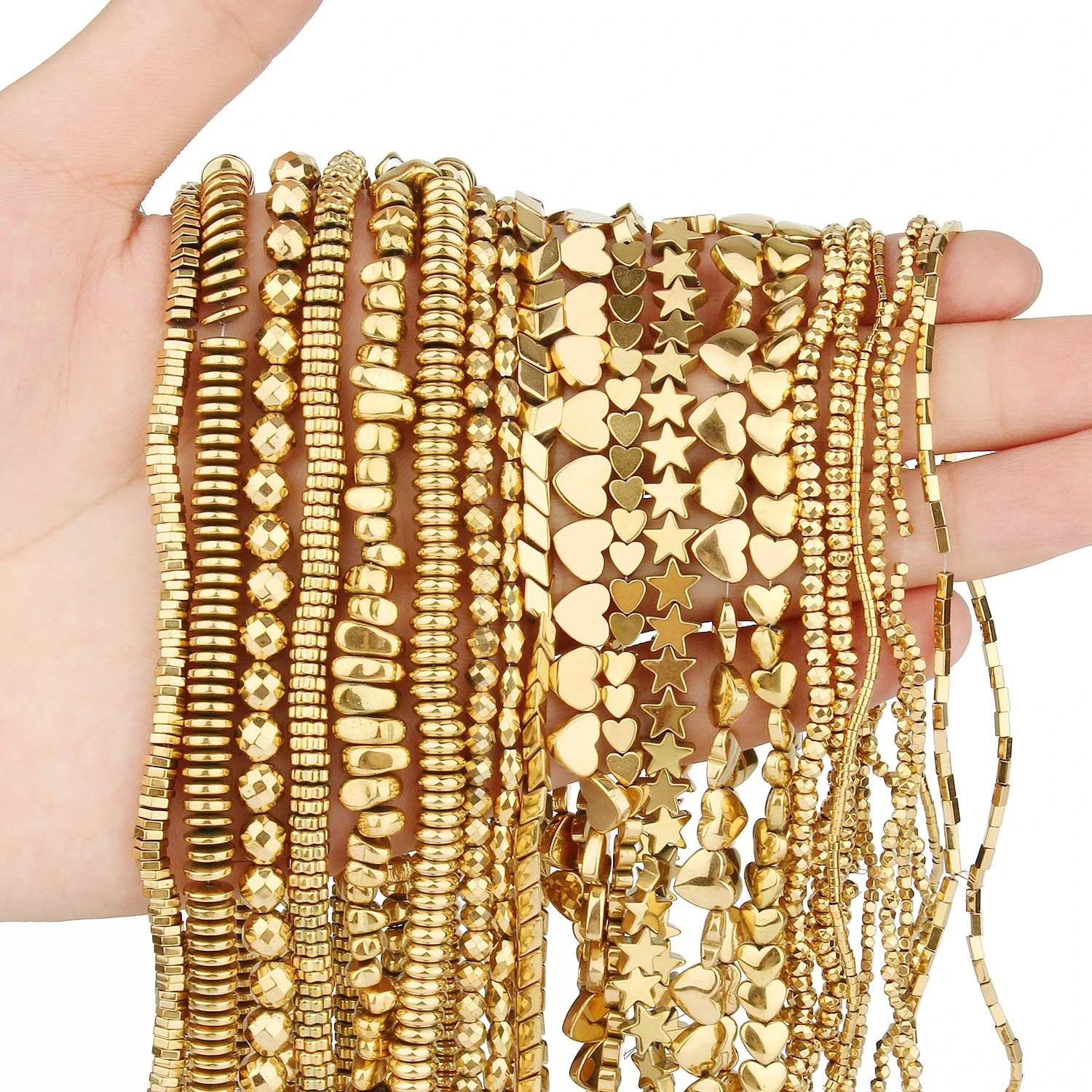 Gold Plated Hematite Beads Natural Stone Irregular Geometric Beads For Jewelry Making DIY Bracelet