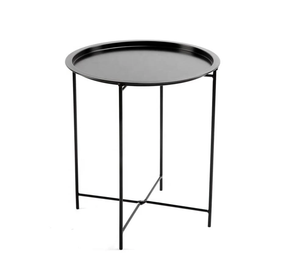 Wrought Iron Small Folding Round Corner Table Side Table