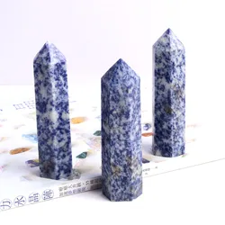 Good Quality Polished Obelisk Prism Natural Crystal Blue Spot Tower Point For Home Healing Gifts