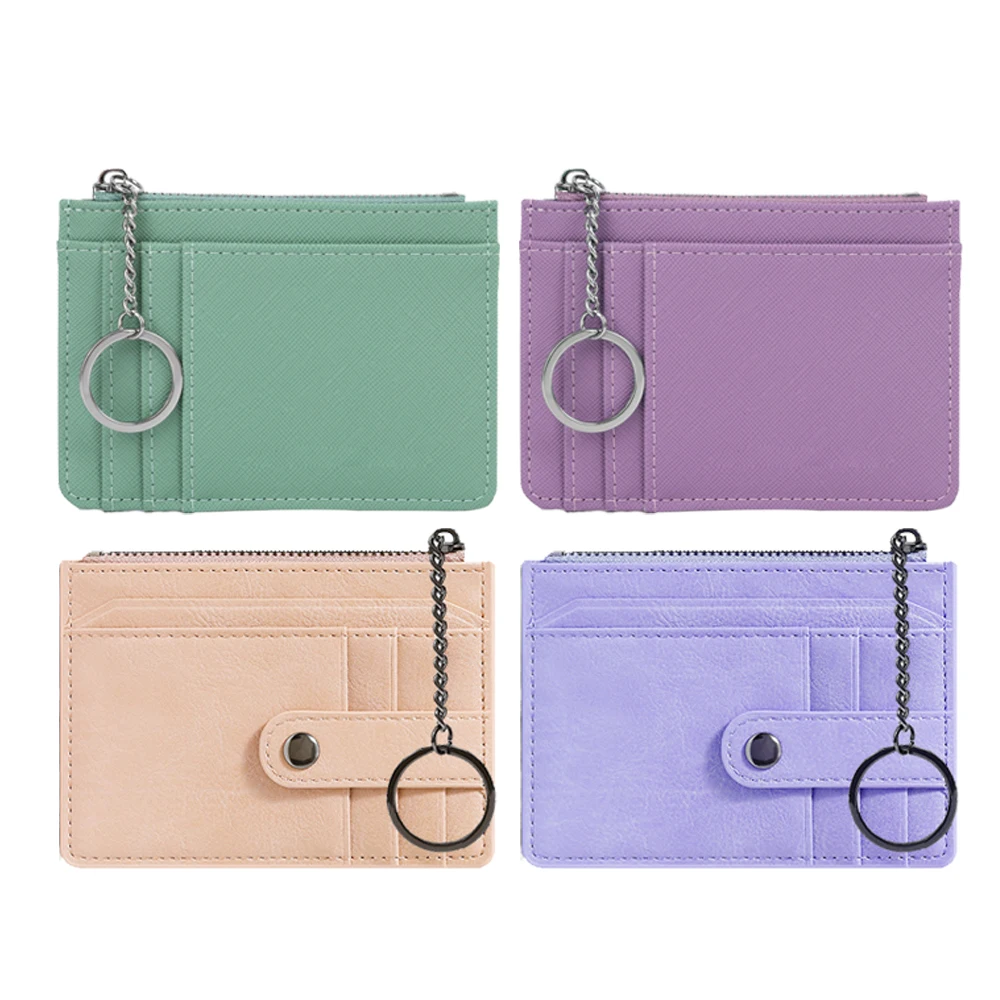 Custom luxury key chain customizable women fashion carabiner keychain small bag photo card leather holder wallet with keychain