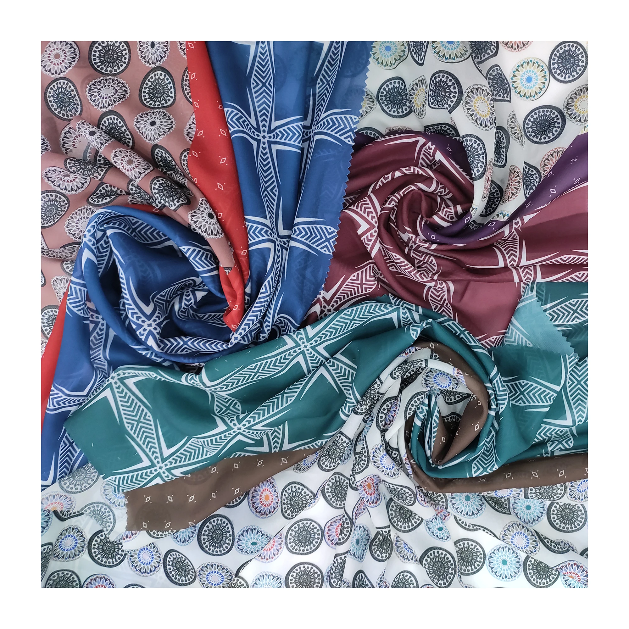 Пользовательский сублимационный текстиль, рулоны спандекса, цифровая печать, полиэфирная хлопчатобумажная ткань с принтом