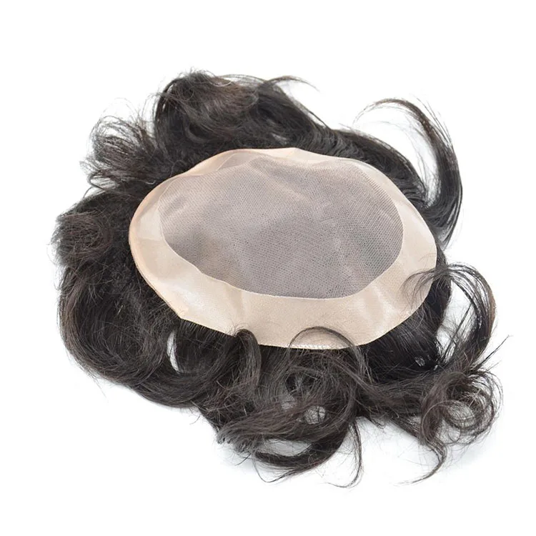 Wholesale Price Toupee 1b# Lace Human Hair Toupee Top Quality Frontal Nature Toupee Men