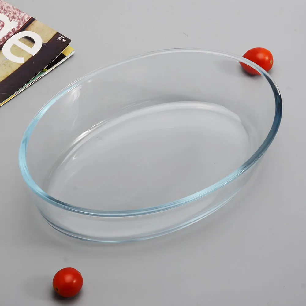 Unbreakable Round High Borosilicate Microwave Safe Food Glass Tray Fish Dish
