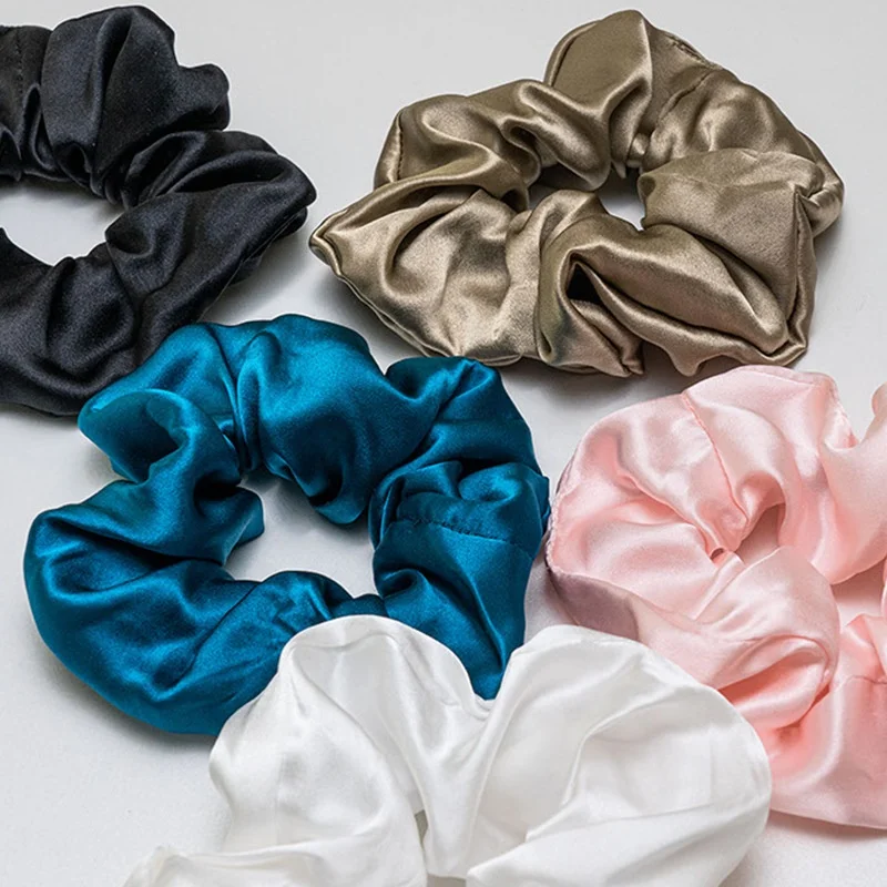 Fashionable 6A silk hair scrunchies for hair Customized 100% Silk Scrunchies silk 19momme 4cm