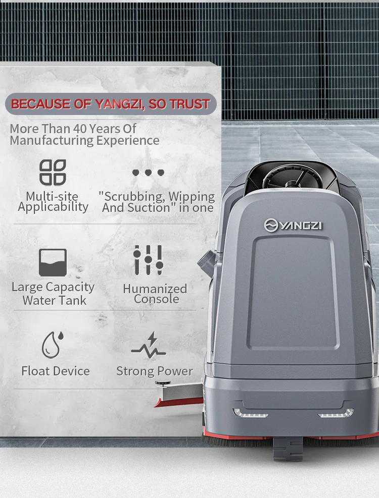Yangzi X9 Equip Auto Scrubber Cleaning Equipment Compact Dual-brush Floor Scrubber