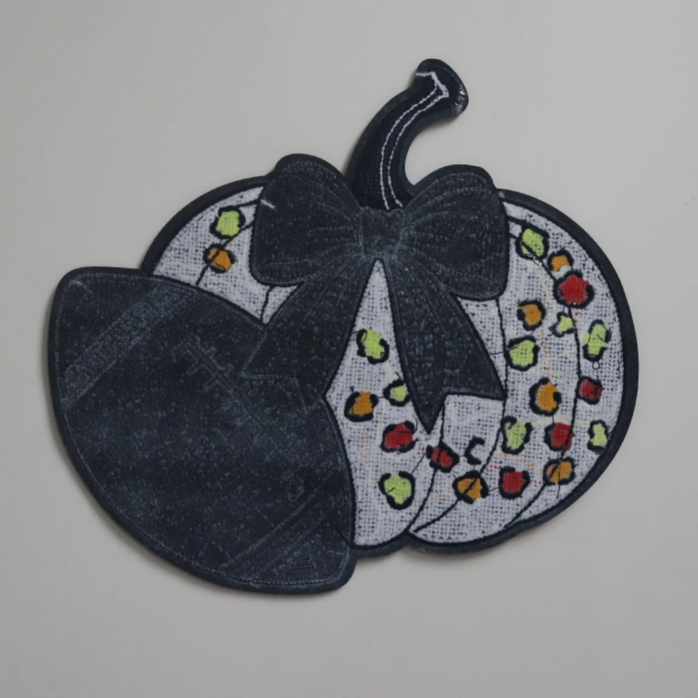 Wholesale Design Iron On Baseball Bow White Pumpkin Sequin Patches Custom Embroidery Patch forClothing