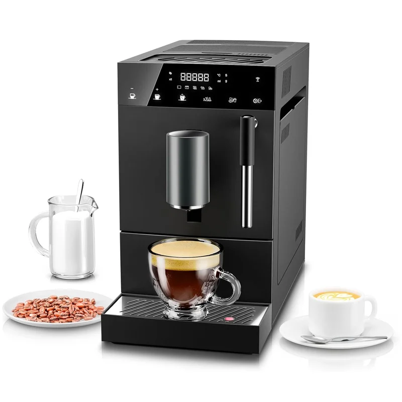 Kitchen Office Cappuccino Latte Coffee Maker Automatic Espresso Machine with Built-In Grinder Filter, Programmable, Milk Frother