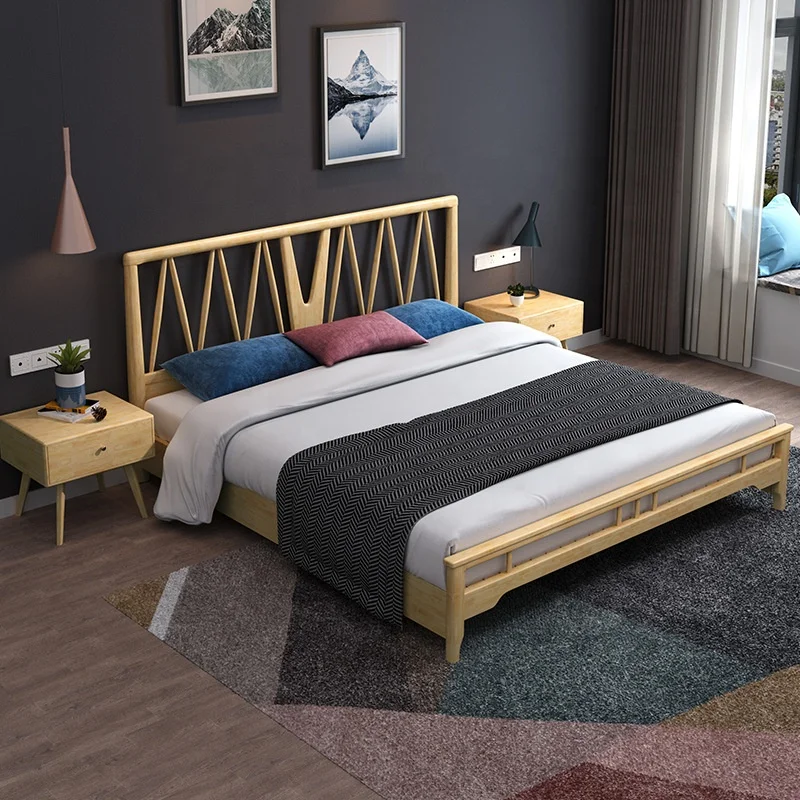 
Oak solid wood bed imported from Thailand modern simple American master bedroom double bed manufacturer direct purchase 