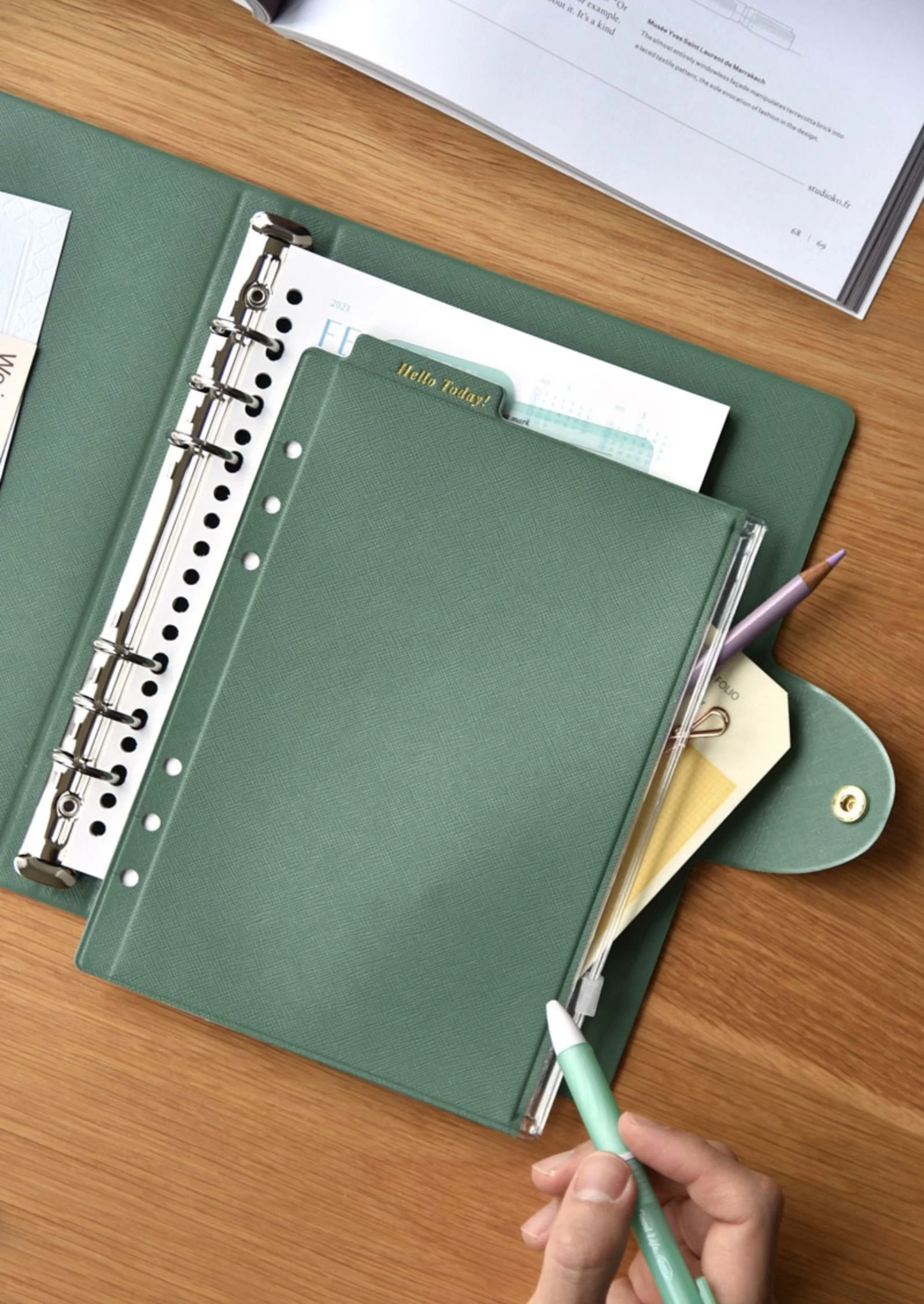 Wholesale Custom logo High Quality A5 Pu 6 Ring Binder Planner Cover Leather Notebook