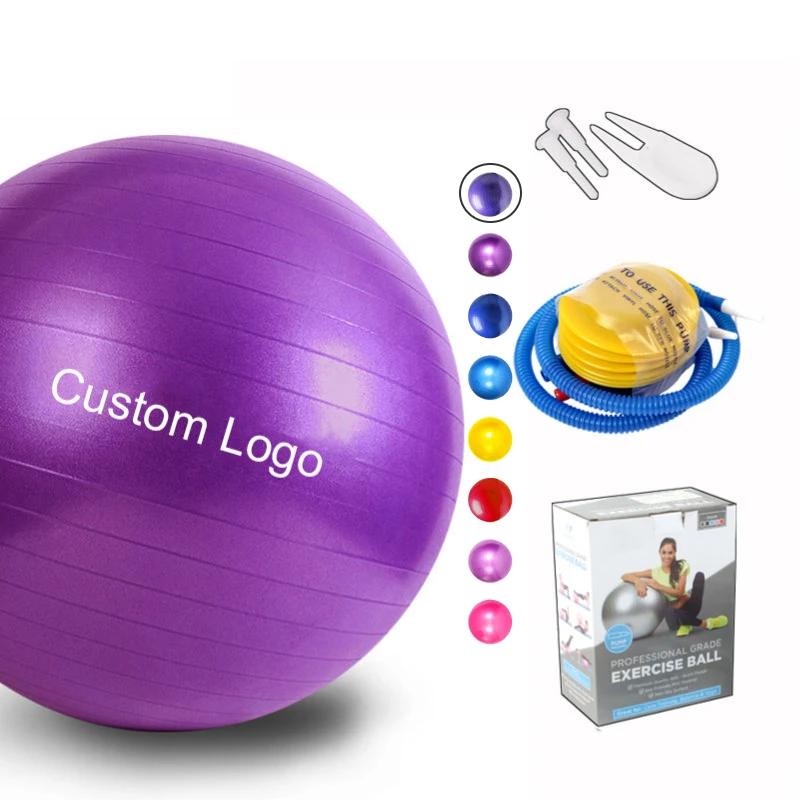 Private Label OEM Logo Sports Custom 55cm 65cm 95cm Exercise Gym Pvc Yoga Ball with Pump