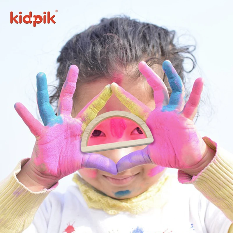 Kidpik Montessori Education 20pcs New Small-Sized Acrylic Rainbow Wooden Stacking Baby Block Toys Commonly Used in Kindergartens