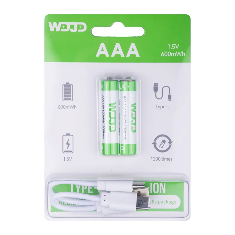 Best Price Wholesale Rechargeable 600mWh 1.5V Lithium AAA Battery with Type C USB  For Sale