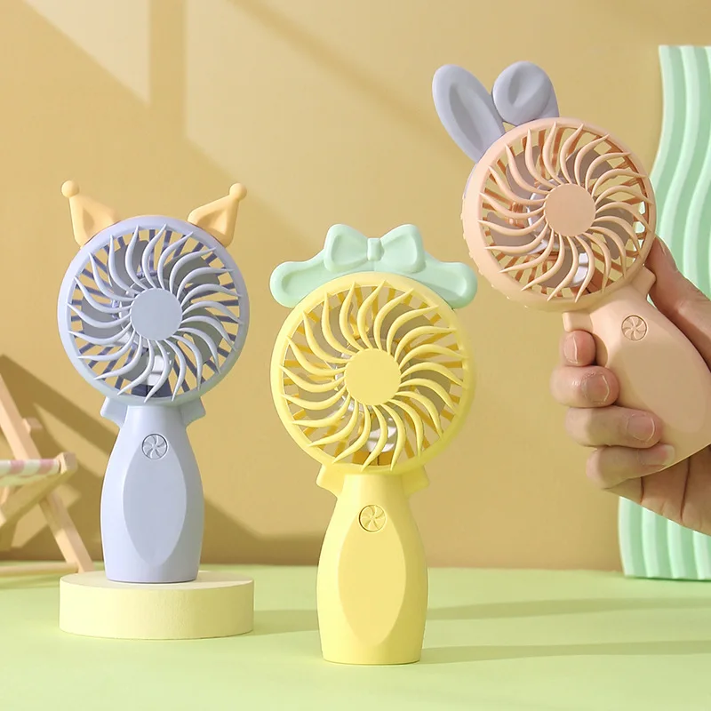 Portable Handheld Rechargeable Fan Cartoon Silent Night Light Mini Led Fan For Outdoor