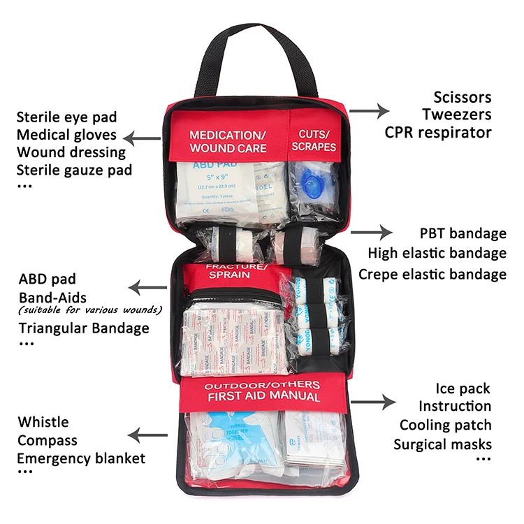 330 Piece First Aid Kit Waterproof Compact Trauma Bag Medical First Aid Kit for Any Emergencies