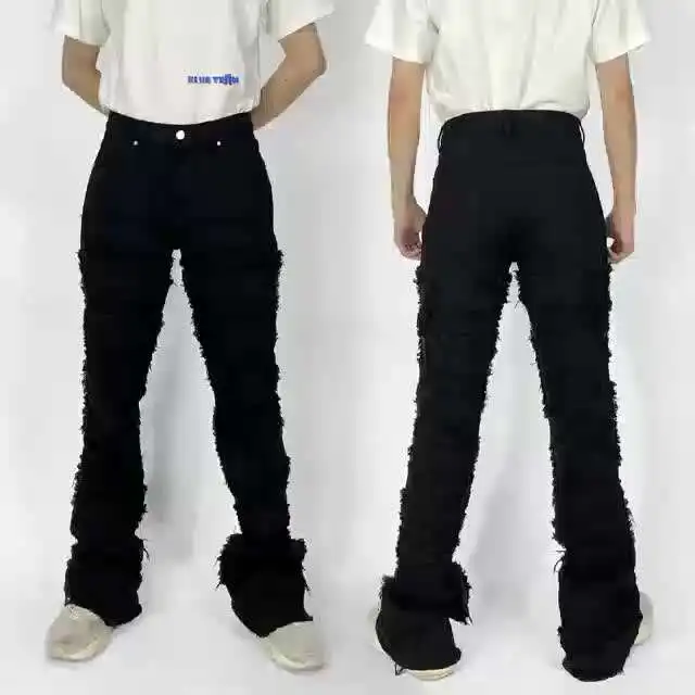 Blue Team | Custom Logo OEM ODM jeans camouflage mens stacked jeans stacked jeans men flare skinny stack sweatpants denim