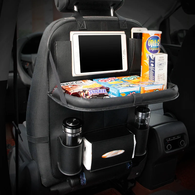 Auto Car Seat Back Storage Bag Organizer Car-styling Back Seat Protector Food Tray Table Tablet Holder Multi-function Bag