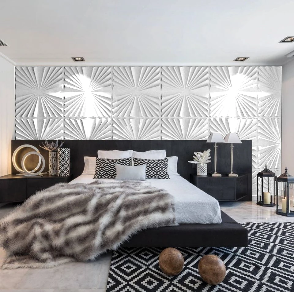 PVC 3D Diamonds Embossed Wall Panels for Living Room Decoration