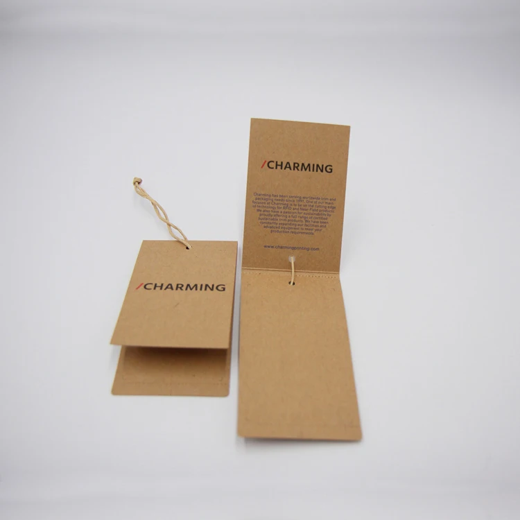 Cheap Custom Design Printing Brand Name Logo Craft Paper Garment Hangtag Labels Clothing Hang Tags With String