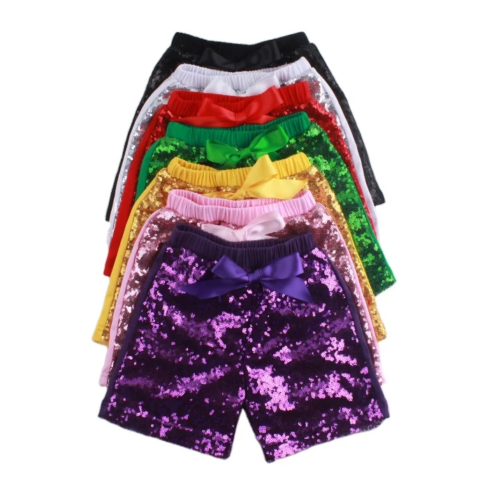 Little Fashionista Summer Sequin Short Panties Multicolor Baby Girls Shiny Shorts Boutique Sparkle Child Model Images