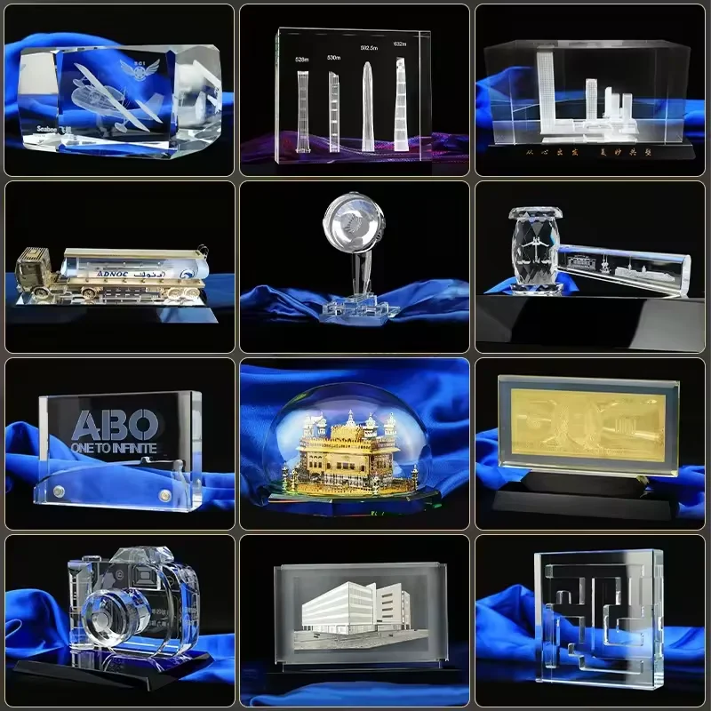 New Customized Crystal Carving Camera Decoration Crystal Inner Carving Crystal Handicrafts High-End Business Souvenir Gifts