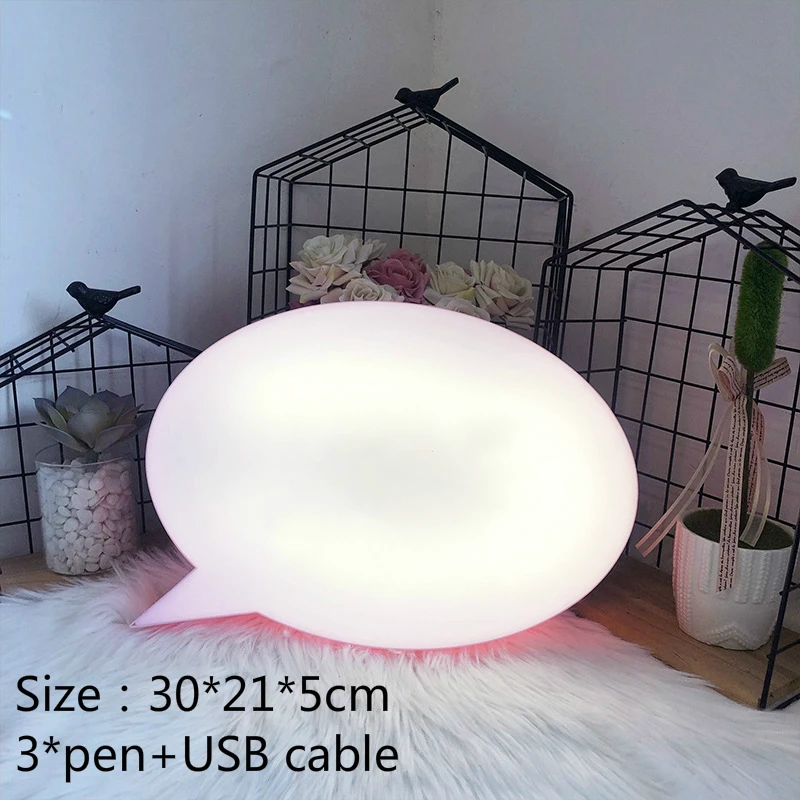  Q4 облако ручная запись Речи Пузырь Led Light Box со стирающейся от маркера