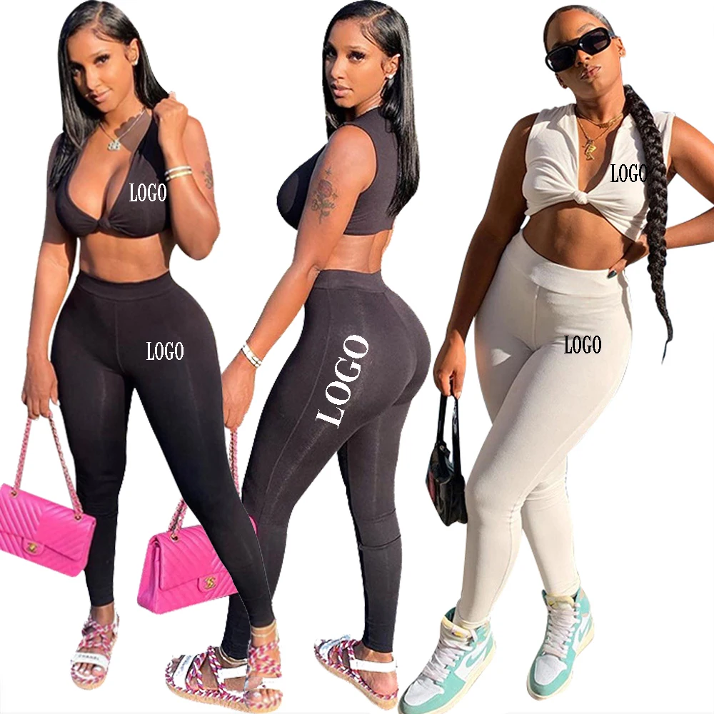 OEM ODM Wonderfulsportz Women Clothing Sets Short Sleeve Crop Top Jogging Suits Custom LOGO Gym Sets Sexy 2 Piece Pants Set