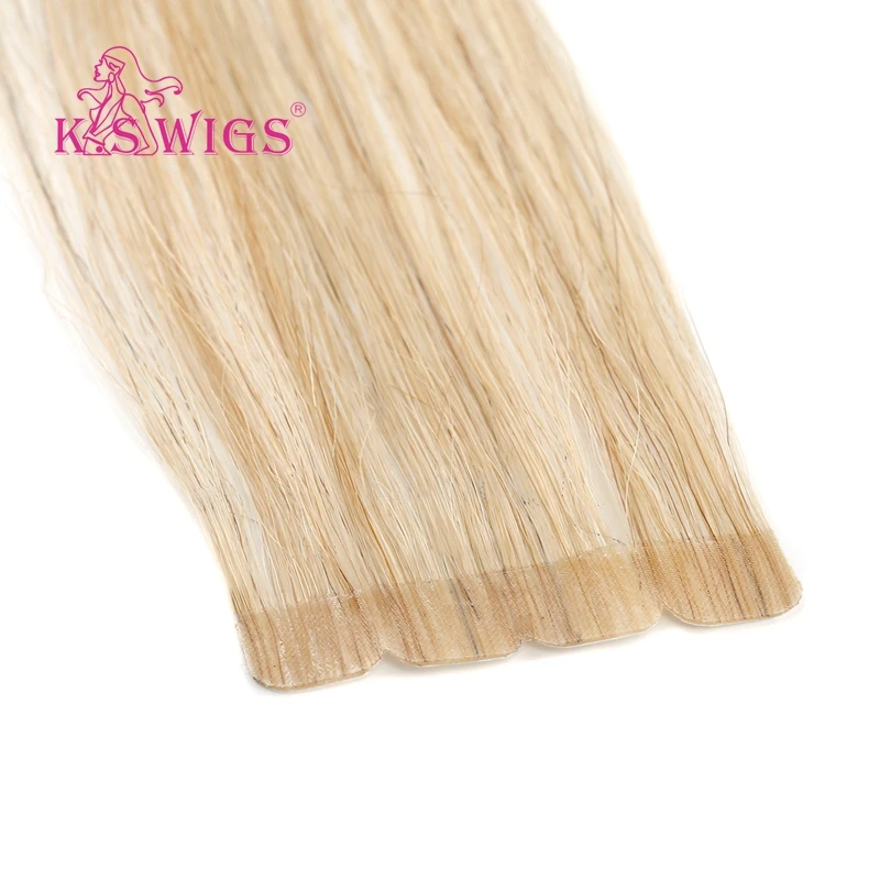 K.S WIGS 16 Inch Wavy Tape Hair Extensions Natur Hair Extens Tape On Hair Tape Adhesive