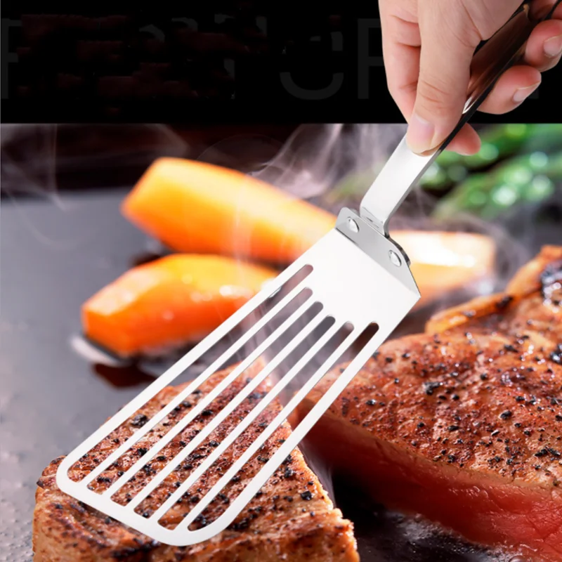 Stainless steel cooking spatula Fried fish and fried steak drain spatula 304 stainless steel multipurpose spatula