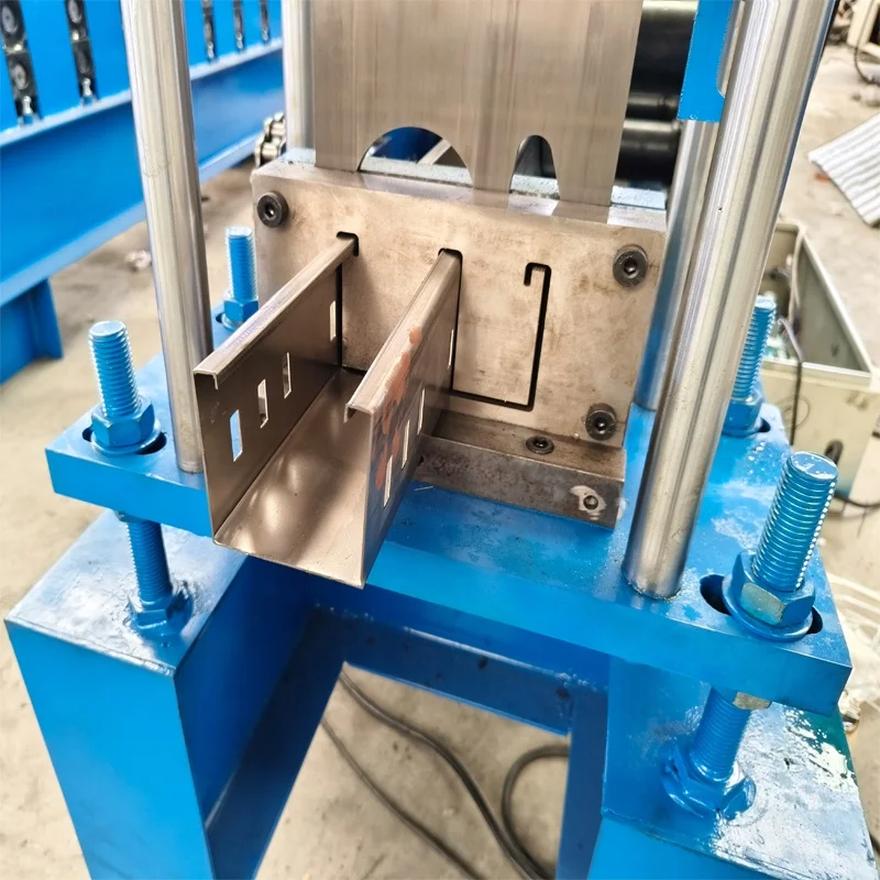 Full automatic c z u section steel profile shaped light steel purline roll forming machine for sale