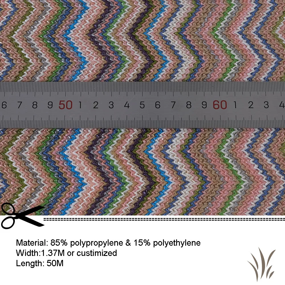 2024 Popular PP Straw Woven upholstery fabric Multicolored wavy stripes textile For Outdoor Cushions pp fabric textile suppliers