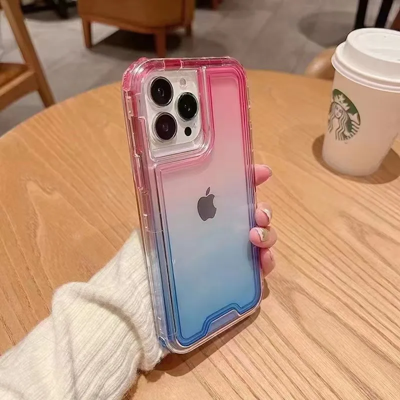 Heavy Duty Hybrid 3 In 1 Rugged Shockproof Phone Case For Iphone 13 14 Pro Max Gradient Case Shockproof