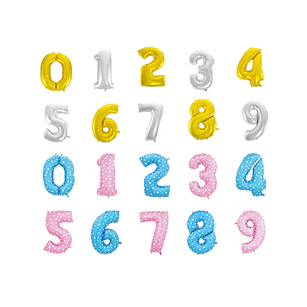 ingrosso oro grandi di 16 18 pollici foglio numeri numero numeri porta mylar palloncini cina