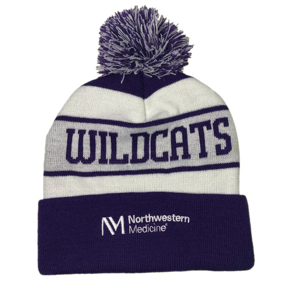 High Quality Football Jacquard Embroidery logo Pom Pom Beanie Custom Character Knitted Winter Hats Unisex Warm Skull Ski Cap